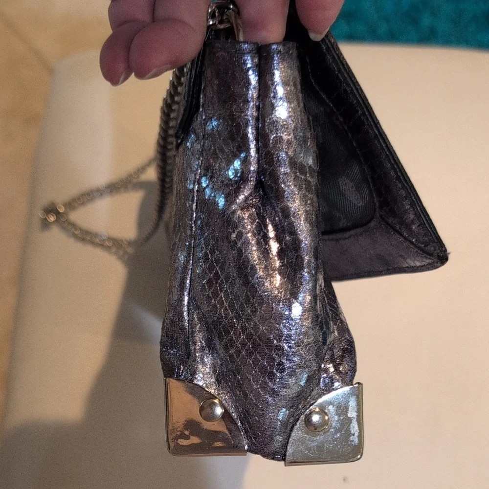 Miss Me Shimmering Silver Clutch